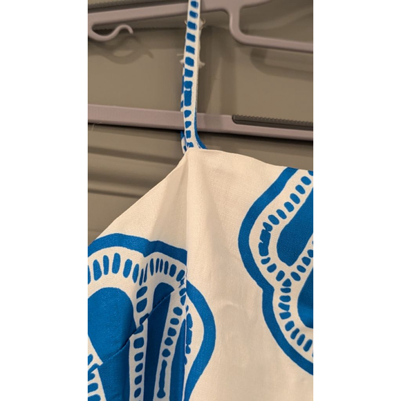 Women's Unbranded White & Blue Shell Print Maxi Dress M - Picture 5 of 11